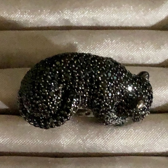 Park Avenue Collection Sterling Silver 5.06ctw Black Spinel Panther Ring Size 8 - Picture 7 of 14